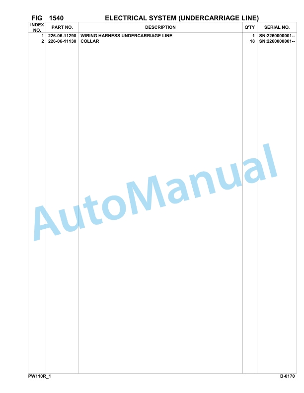 Komatsu PW110R-1 Hydraulic Excavator Parts Manual 2260000001-UP 2 Komatsu PW110R-1 Hydraulic Excavator Parts Manual 2260000001-UP-2