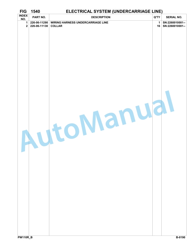 Komatsu PW110R-1 Hydraulic Excavator Parts Manual 2260010001-UP 2 Komatsu PW110R-1 Hydraulic Excavator Parts Manual 2260010001-UP-2