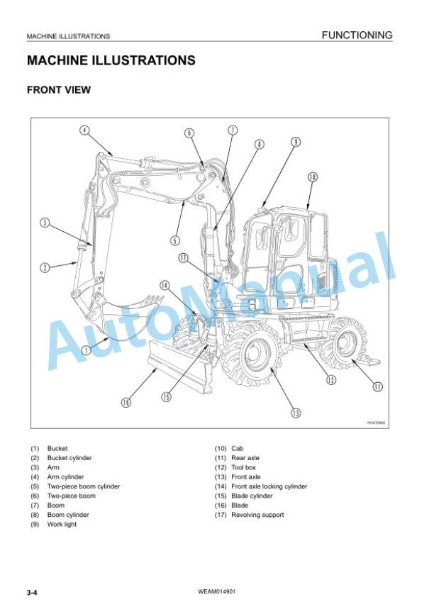 Alternative view of Komatsu PW118MR-8 Wheeled Excavator Operation and Maintenance Manual WEAM014901