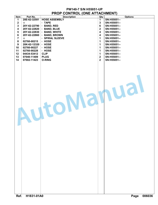 Komatsu PW140-7 Hydraulic Excavator Parts Manual SAA4D1CH 2 Komatsu PW140-7 Hydraulic Excavator Parts Manual SAA4D1CH-2