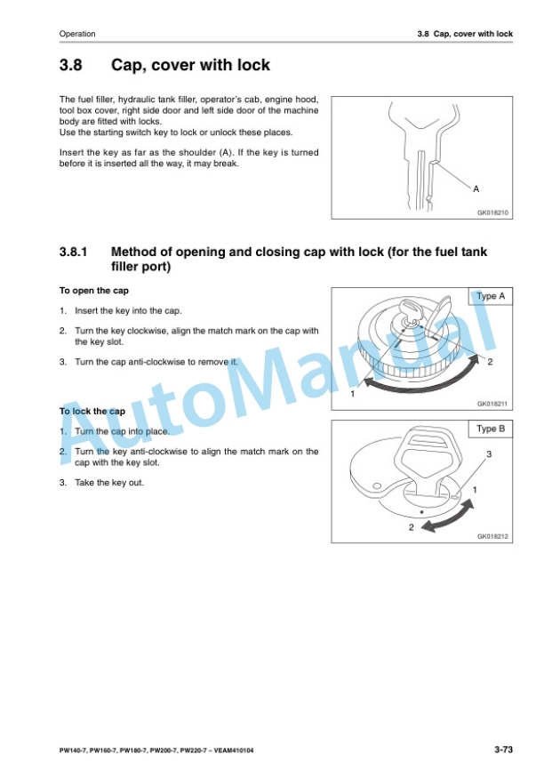 Komatsu PW140-7, PW160-7, PW180-7, PW200-7, PW220-7 Wheeled Excavator Operation and Maintenance Manual VEAM410104 3 Komatsu PW140-7, PW160-7, PW180-7, PW200-7, PW220-7 Wheeled Excavator Operation and Maintenance Manual VEAM410104 - Image 3