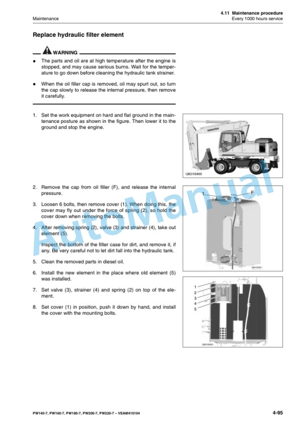 Komatsu PW140-7, PW160-7, PW180-7, PW200-7, PW220-7 Wheeled Excavator Operation and Maintenance Manual VEAM410104 5 Komatsu PW140-7, PW160-7, PW180-7, PW200-7, PW220-7 Wheeled Excavator Operation and Maintenance Manual VEAM410104 - Image 5