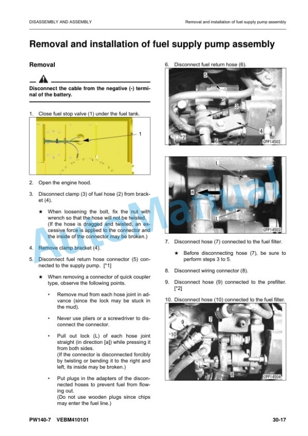 Komatsu PW140-7 Wheeled Excavator Shop Manual VEBM410101 5 Komatsu PW140-7 Wheeled Excavator Shop Manual VEBM410101 - Image 5