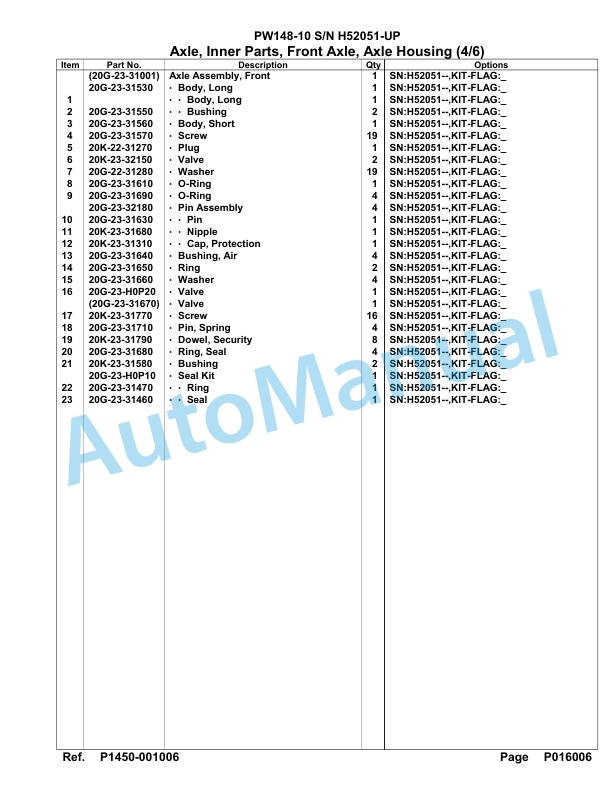 Komatsu PW148-10 Hydraulic Excavator Parts Manual H52051-UP 4 Komatsu PW148-10 Hydraulic Excavator Parts Manual H52051-UP-4