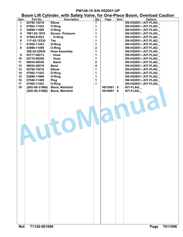 Komatsu PW148-10 Hydraulic Excavator Parts Manual H52051-UP 5 Komatsu PW148-10 Hydraulic Excavator Parts Manual H52051-UP-5