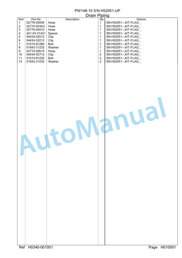 Komatsu PW148-10 Wheeled Excavator Parts Manual PC0000766H 2 Komatsu PW148-10 Wheeled Excavator Parts Manual PC0000766H-2