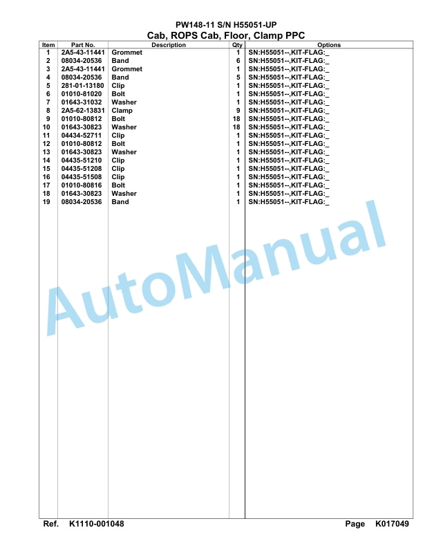 Komatsu PW148-11 Hydraulic Excavator Parts Manual PW00005H 3 Komatsu PW148-11 Hydraulic Excavator Parts Manual PW00005H-3