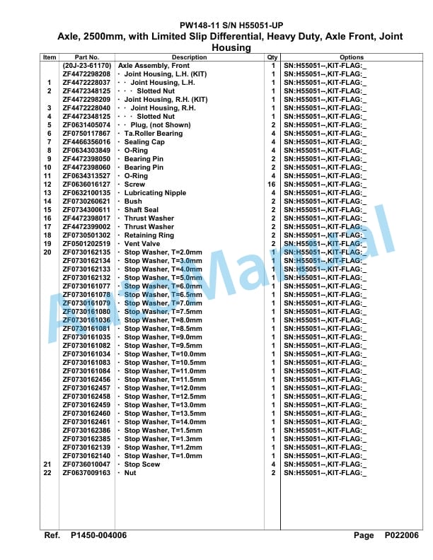 Komatsu PW148-11 Hydraulic Excavator Parts Manual PW00005H 4 Komatsu PW148-11 Hydraulic Excavator Parts Manual PW00005H-4