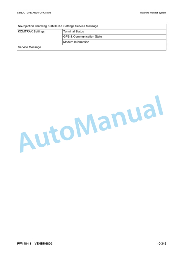 Alternative view of Komatsu PW148-11 Wheeled Excavator Shop Manual VENBM68001
