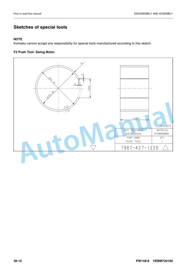 Komatsu PW148-8 Wheeled Excavator Shop Manual VEBM720100 5 Komatsu PW148-8 Wheeled Excavator Shop Manual VEBM720100 - Image 5