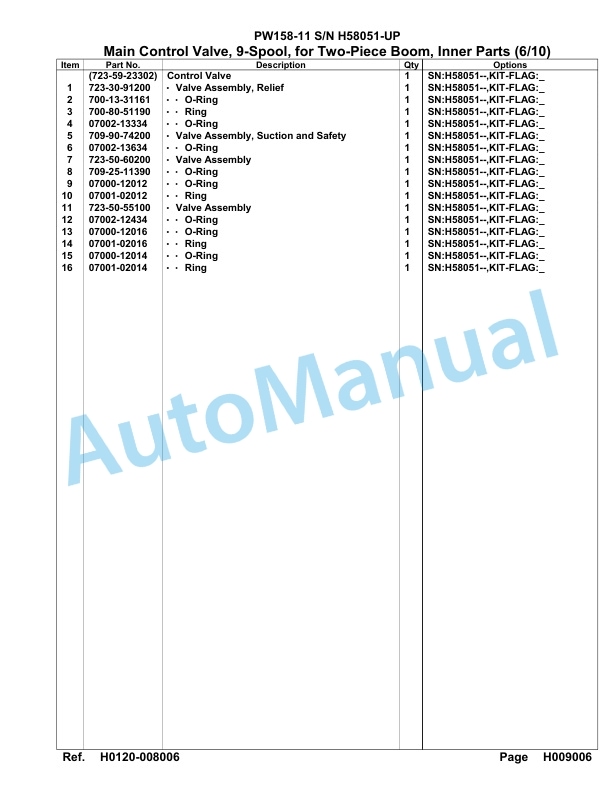 Komatsu PW158-11 Hydraulic Excavator Parts Manual PW00005H 2 Komatsu PW158-11 Hydraulic Excavator Parts Manual PW00005H-2