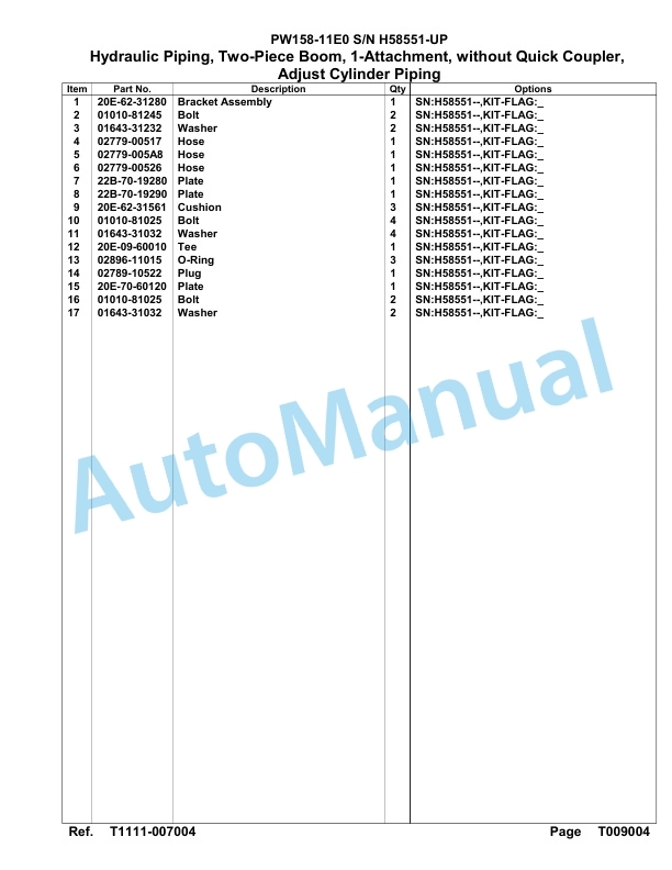Komatsu PW158-11E0 Hydraulic Excavator Parts Manual PW00012H 5 Komatsu PW158-11E0 Hydraulic Excavator Parts Manual PW00012H-5