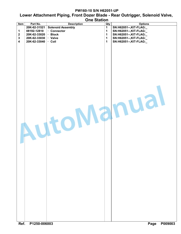 Komatsu PW160-10 Hydraulic Excavator Parts Manual PW00001H 4 Komatsu PW160-10 Hydraulic Excavator Parts Manual PW00001H-4