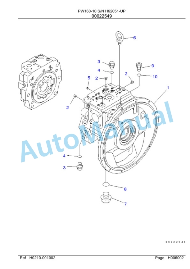 Komatsu PW160-10 Wheeled Excavator Parts Manual PW00001H 2 Komatsu PW160-10 Wheeled Excavator Parts Manual PW00001H-2