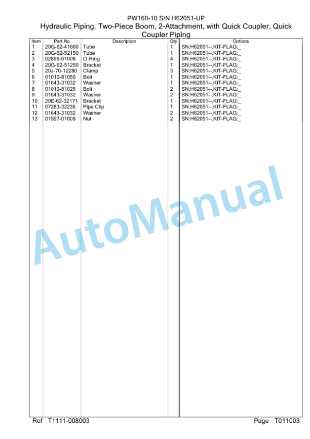 Komatsu PW160-10 Wheeled Excavator Parts Manual PW00001H 5 Komatsu PW160-10 Wheeled Excavator Parts Manual PW00001H-5