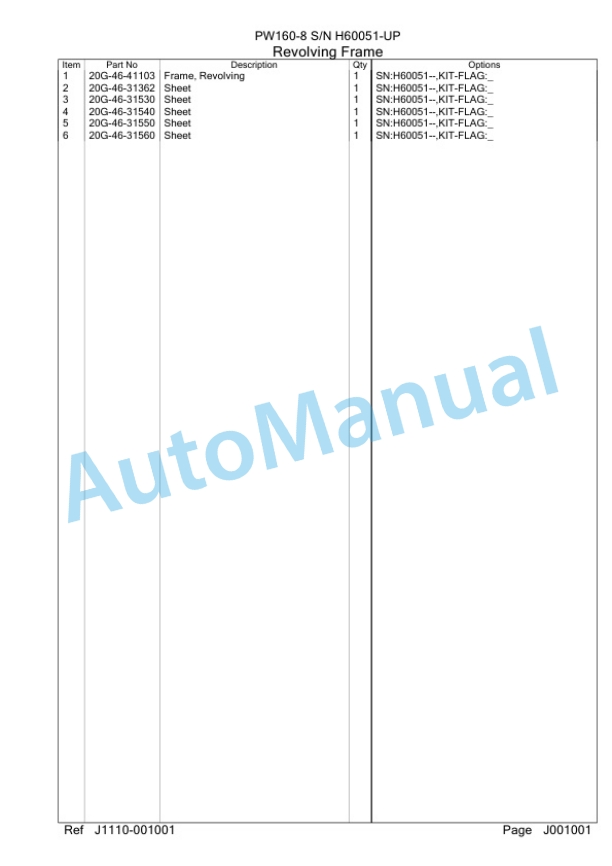 Komatsu PW160-8 Wheeled Excavator Parts Manual SAA4D1CH 4 Komatsu PW160-8 Wheeled Excavator Parts Manual SAA4D1CH-4