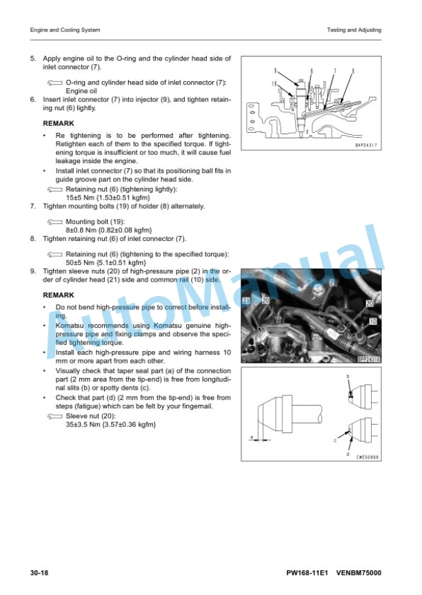 Alternative view of Komatsu PW168-11E1 Wheeled Excavator Shop Manual VENBM75000