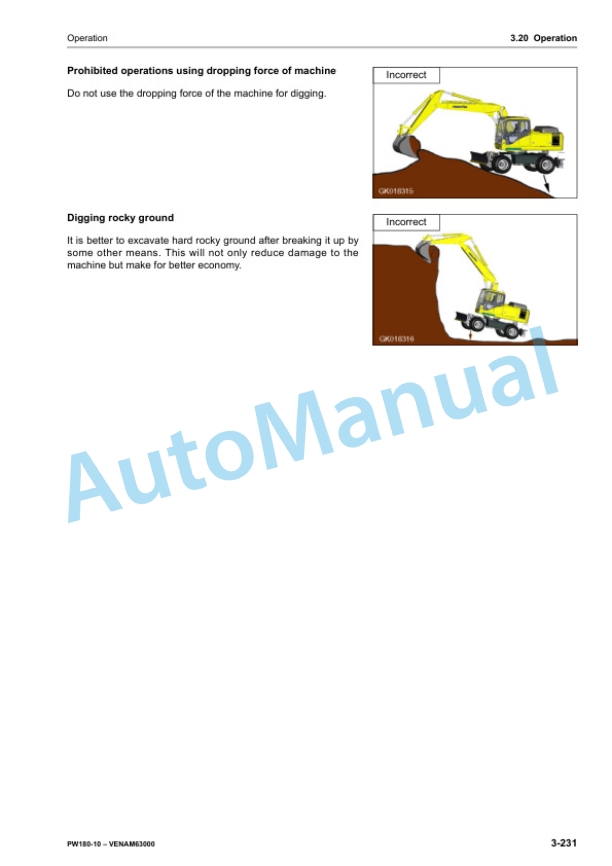 Komatsu PW180-10 Wheeled Excavator Operation and Maintenance Manual VENAM63000 4 Komatsu PW180-10 Wheeled Excavator Operation and Maintenance Manual VENAM63000 - Image 4