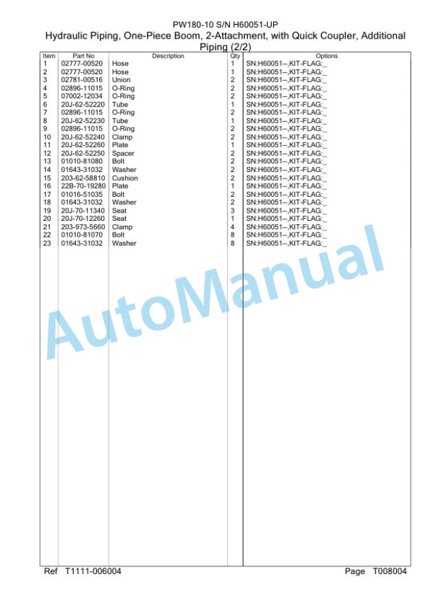 Komatsu PW180-10 Wheeled Excavator Parts Manual SAA6DE2H 5 Komatsu PW180-10 Wheeled Excavator Parts Manual SAA6DE2H-5