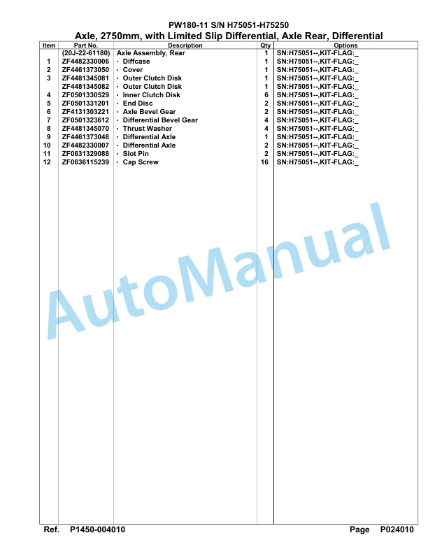 Komatsu PW180-11 Hydraulic Excavator Parts Manual PW00003H 4 Komatsu PW180-11 Hydraulic Excavator Parts Manual PW00003H-4