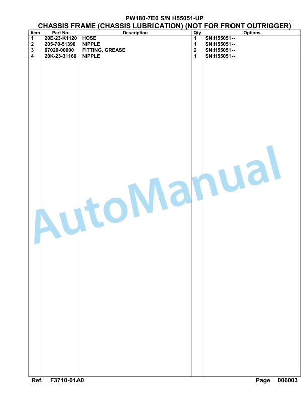 Komatsu PW180-7E0 Hydraulic Excavator Parts Manual H55051-UP 2 Komatsu PW180-7E0 Hydraulic Excavator Parts Manual H55051-UP-2