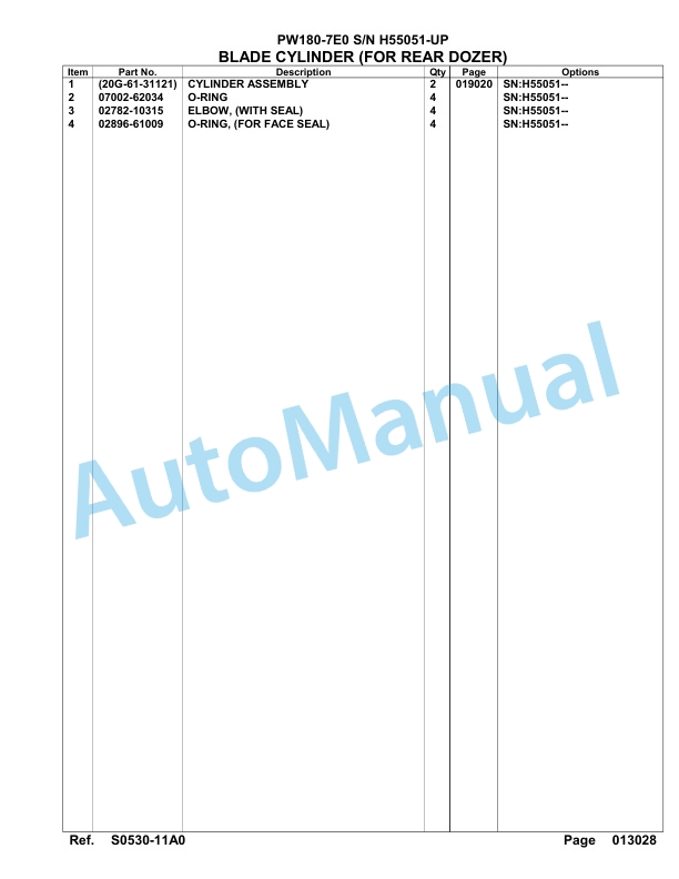 Komatsu PW180-7E0 Hydraulic Excavator Parts Manual H55051-UP 4 Komatsu PW180-7E0 Hydraulic Excavator Parts Manual H55051-UP-4