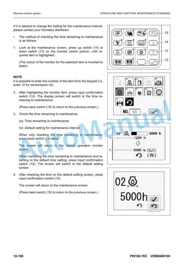 Alternative view of Komatsu PW180-7E0 Wheel Excavator Shop Manual VEBM400100