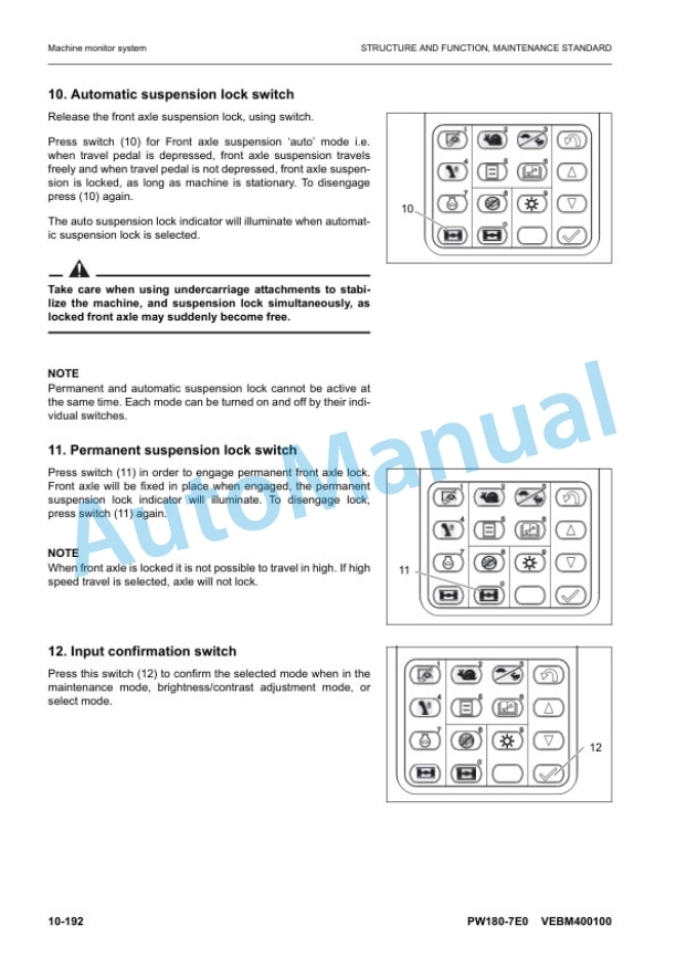 Alternative view of Komatsu PW180-7E0 Wheel Excavator Shop Manual VEBM400101