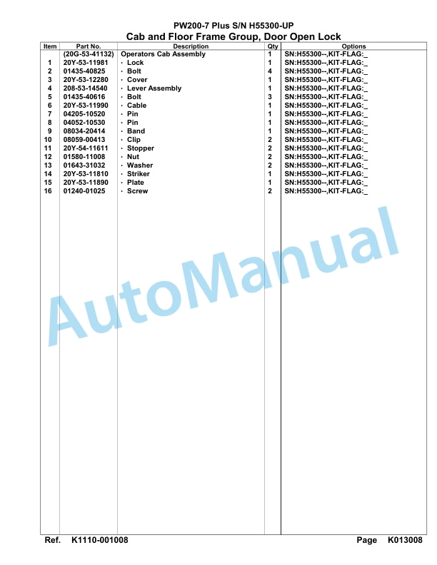 Komatsu PW200-7 Plus Hydraulic Excavator Parts Manual H55300-UP 3 Komatsu PW200-7 Plus Hydraulic Excavator Parts Manual H55300-UP-3