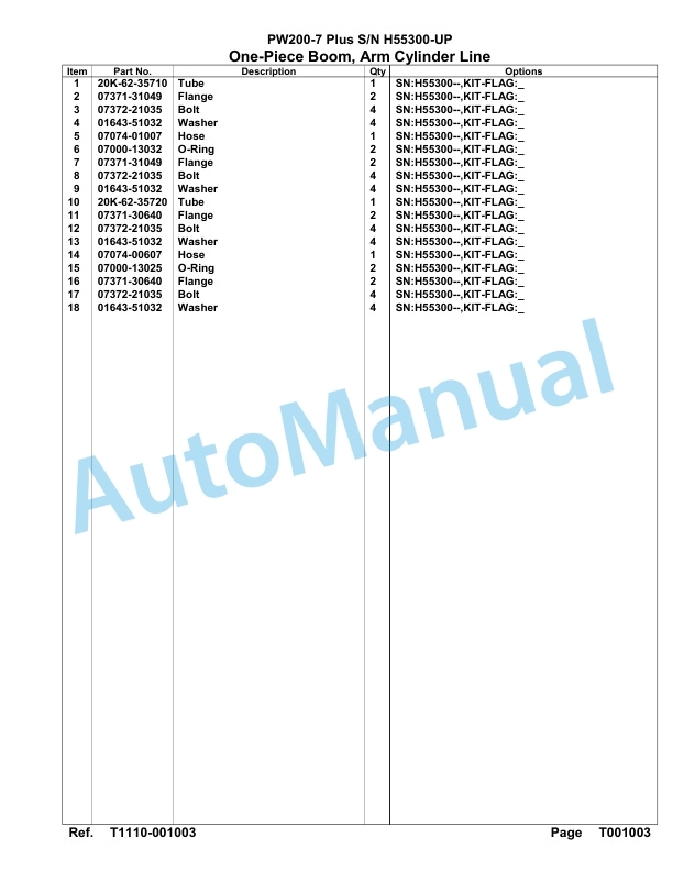 Komatsu PW200-7 Plus Hydraulic Excavator Parts Manual H55300-UP 5 Komatsu PW200-7 Plus Hydraulic Excavator Parts Manual H55300-UP-5