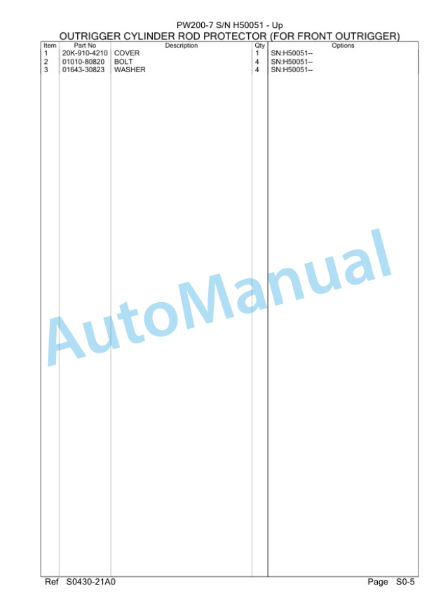 Komatsu PW200-7 Wheeled Excavator Parts Manual H50051 4 Komatsu PW200-7 Wheeled Excavator Parts Manual H50051-4