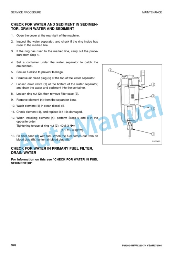 Komatsu PW200-7H, PW220-7H Wheeled Excavator Operation and Maintenance Manual VEAM370101 5 Komatsu PW200-7H, PW220-7H Wheeled Excavator Operation and Maintenance Manual VEAM370101 - Image 5