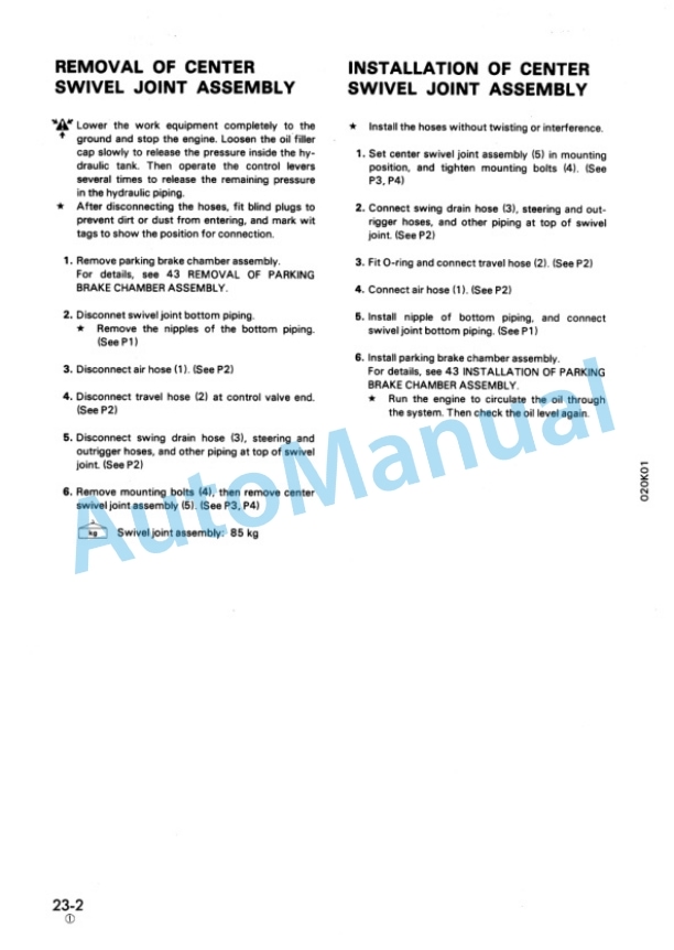 Alternative view of Komatsu PW210-1 Wheeled Excavator Shop Manual SEBM020K0102