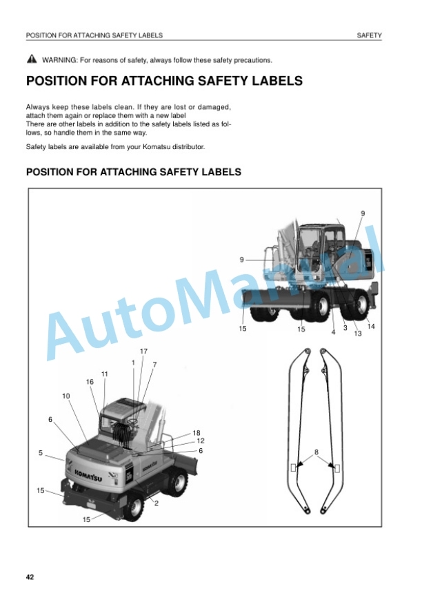 Komatsu PW220-7K Wheel Excavator Operation and Maintenance Manual UEAM003500 3 Komatsu PW220-7K Wheel Excavator Operation and Maintenance Manual UEAM003500 - Image 3