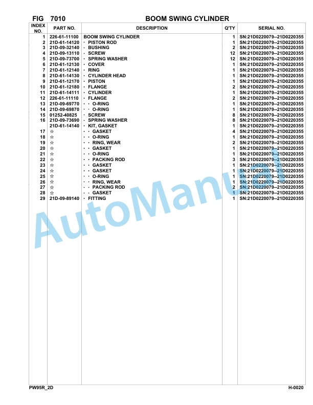 Komatsu PW95R-2 Hydraulic Excavator Parts Manual 21D0220079-up 5 Komatsu PW95R-2 Hydraulic Excavator Parts Manual 21D0220079-up-5