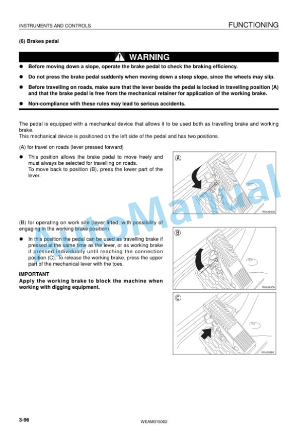 Komatsu PW98MR-8 Hydraulic Excavator Operation and Maintenance Manual WEAM015002 3 Komatsu PW98MR-8 Hydraulic Excavator Operation and Maintenance Manual WEAM015002 - Image 3