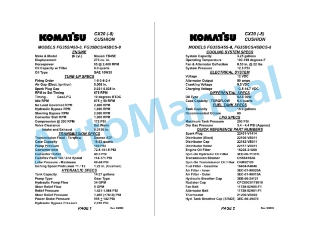 Komatsu QUICK-SERV Forklift Service Manual QSB008-3