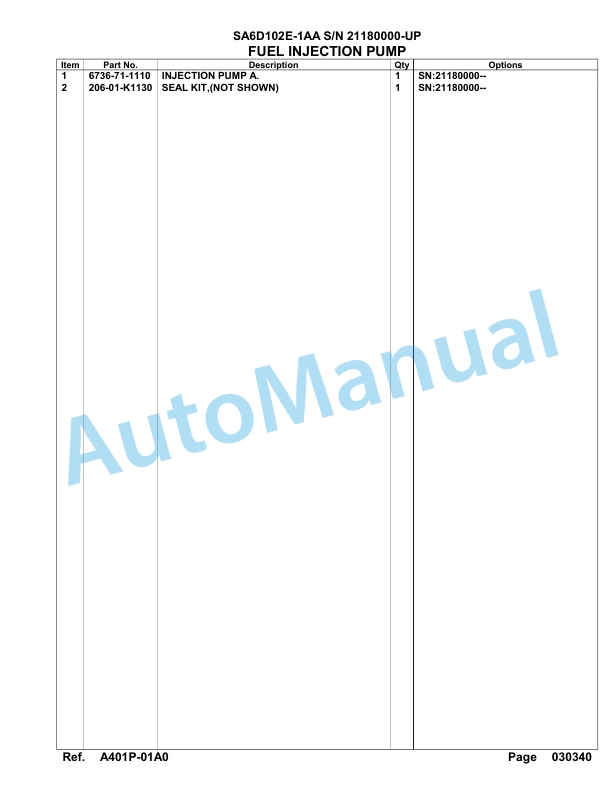Komatsu SA6D102E-1AA Engine Parts Manual 4 Komatsu SA6D102E-1AA Engine Parts Manual-4