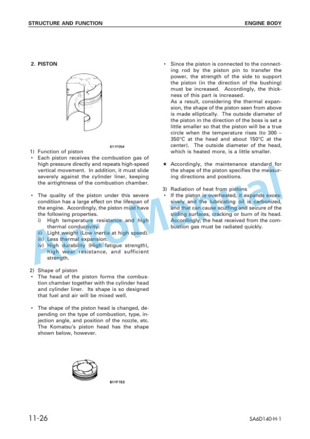 Alternative view of Komatsu SA6D140-H-1 Diesel Engine Shop Manual SEBM036200