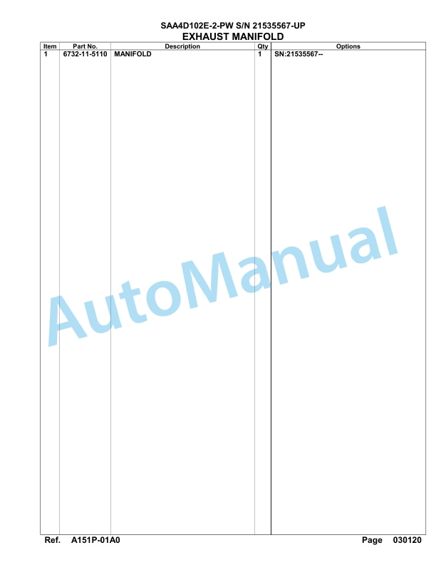 Komatsu SAA4D102E-2-PW Engine Parts Manual 2 Komatsu SAA4D102E-2-PW Engine Parts Manual-2