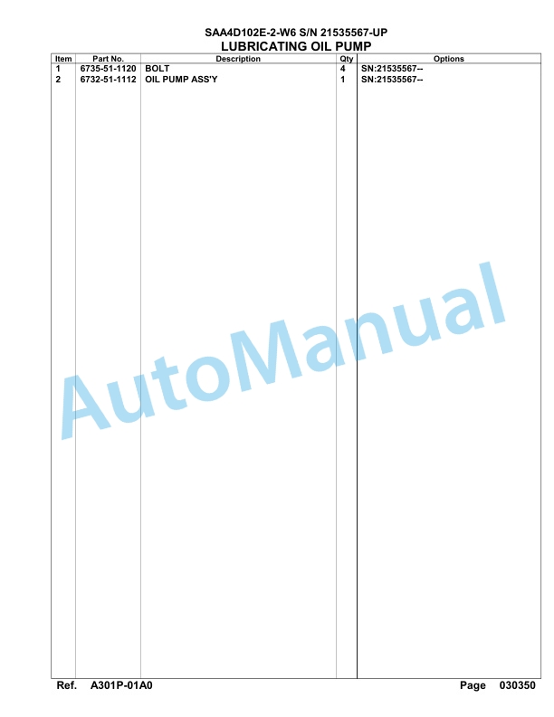 Komatsu SAA4D102E-2-W6 Engine Parts Manual 4 Komatsu SAA4D102E-2-W6 Engine Parts Manual-4