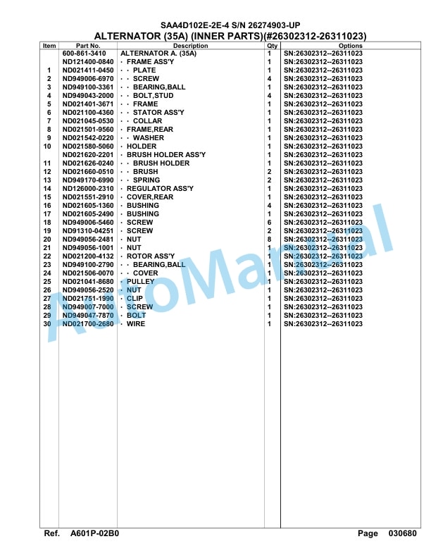 Komatsu SAA4D102E-2E-4 Engine Parts Manual 5 Komatsu SAA4D102E-2E-4 Engine Parts Manual-5