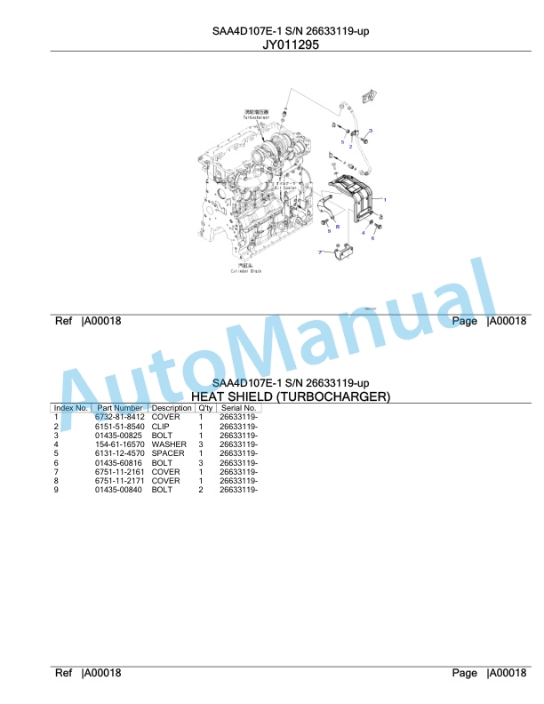 Komatsu SAA4D107E-1 Engine Parts Manual 2 Komatsu SAA4D107E-1 Engine Parts Manual-2
