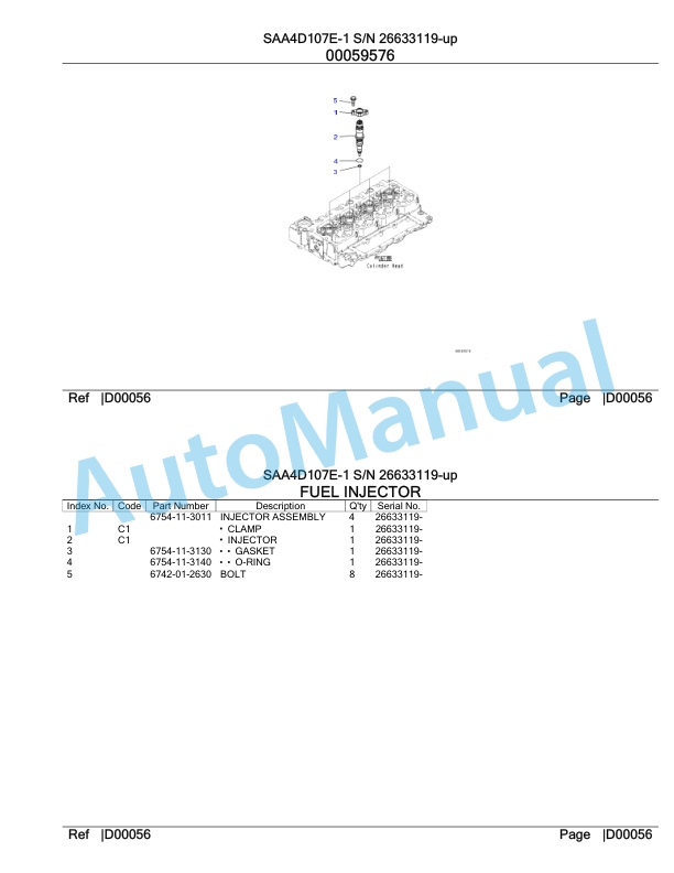 Komatsu SAA4D107E-1 Engine Parts Manual 4 Komatsu SAA4D107E-1 Engine Parts Manual-4