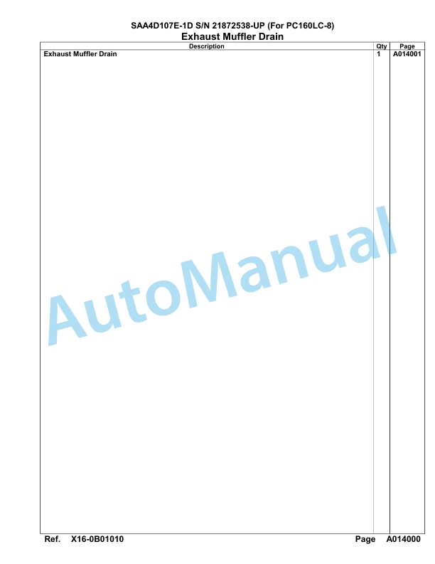 Komatsu SAA4D107E-1D Engine Parts Manual 21872538 Up For 160LC-8-2