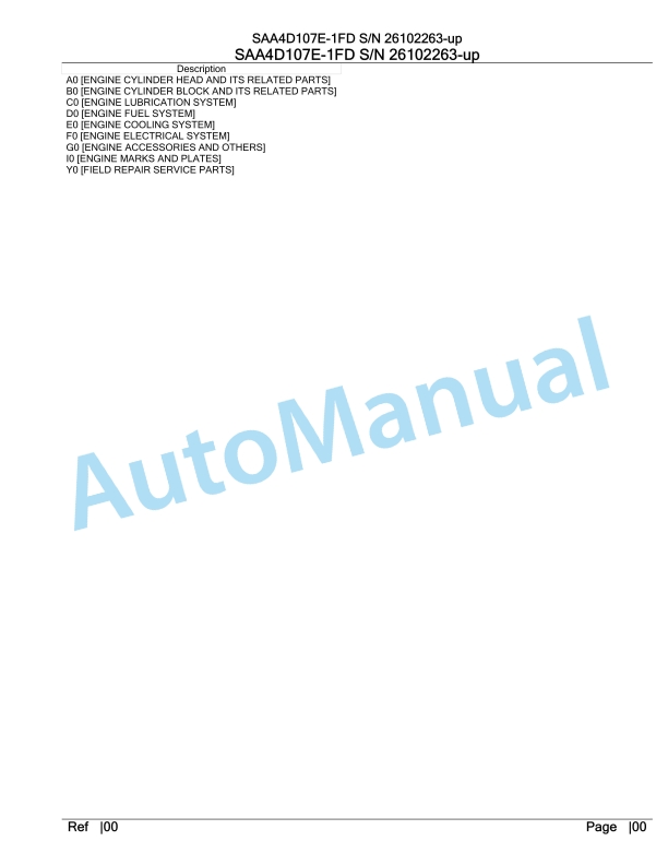 Komatsu SAA4D107E-1FD Engine Parts Manual