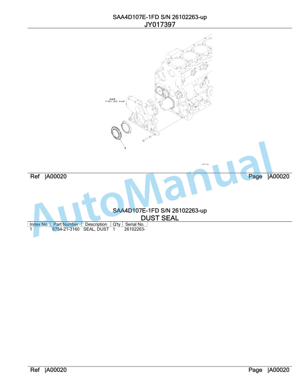 Komatsu SAA4D107E-1FD Engine Parts Manual 2 Komatsu SAA4D107E-1FD Engine Parts Manual-2