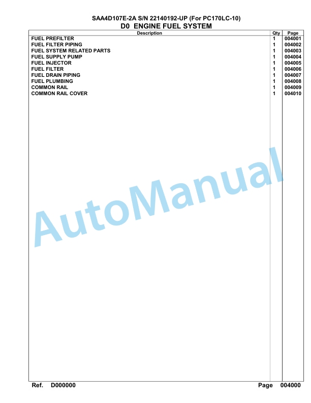 Komatsu SAA4D107E-2A Engine For PC170LC-10 Parts Manual 4 Komatsu SAA4D107E-2A Engine For PC170LC-10 Parts Manual-4