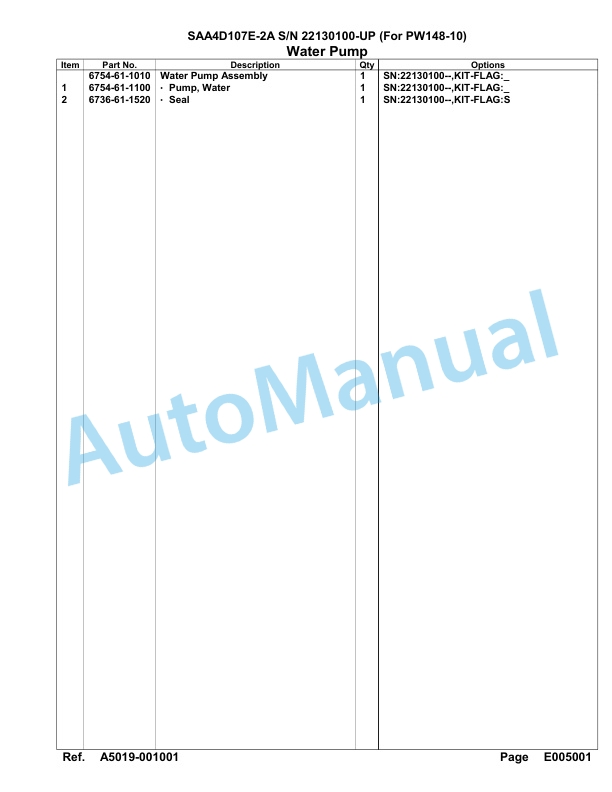 Komatsu SAA4D107E-2A Engine For PW148-10 Parts Manual 5 Komatsu SAA4D107E-2A Engine For PW148-10 Parts Manual-5