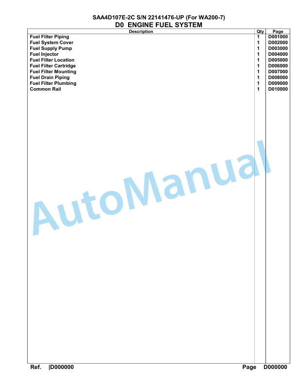 Komatsu SAA4D107E-2C Engine Parts Manual 22141476 Up For WA200-7 4 Komatsu SAA4D107E-2C Engine Parts Manual 22141476 Up For WA200-7-4